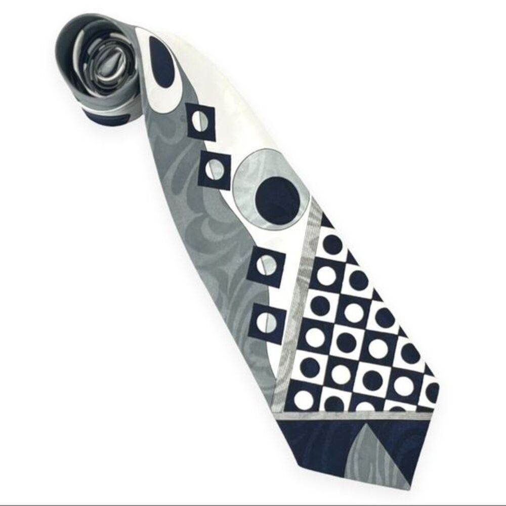 Florence Imported by Florence Silk Tie Blue, White, and Gray Design